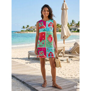 Paper Heart Anthropologie Mini Shift Festive Dress Linen Blend resort Size S